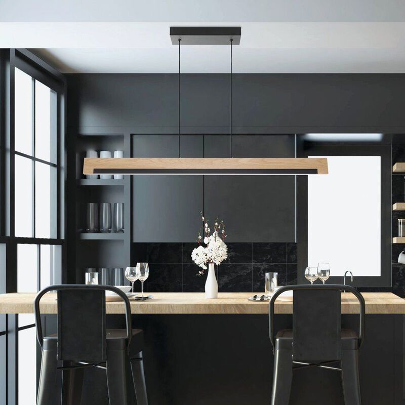 Wooden pendant light, Ludovica, 25W, 3000K LED
