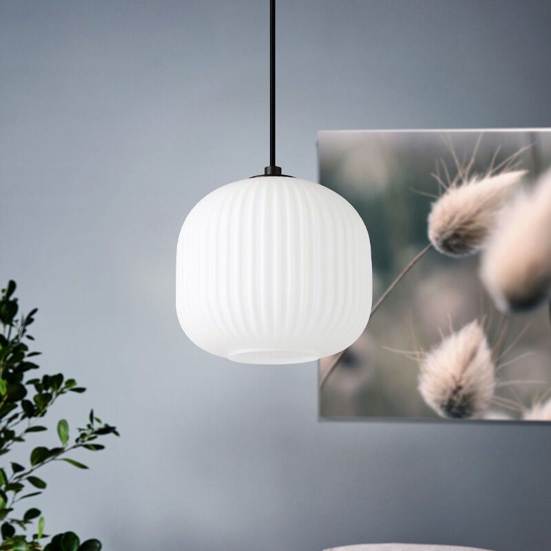 White retro pendant light glass, Elvera