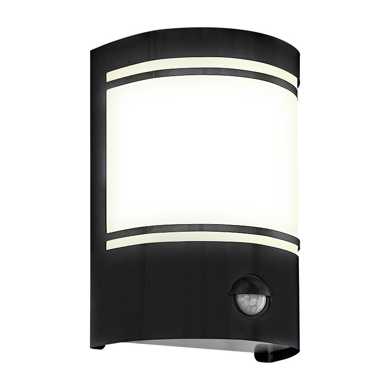 Black modern outdoor wall light with motion sensor steel, Elyana, IP44 Black modern outdoor wall light with motion sensor steel, Elyana, IP44