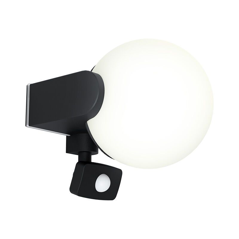 Black modern outdoor wall light with motion sensor aluminium, Lydia, IP44