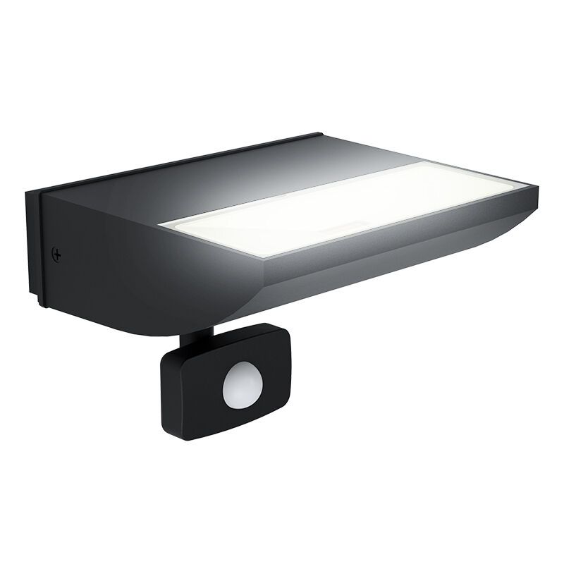 Black modern outdoor wall light with motion sensor aluminium, Samuel, 10,5W, 3000K LED, IP44