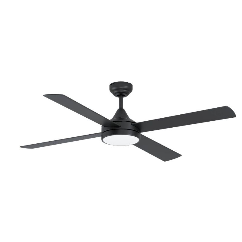 Black modern ceiling fan steel, Perrine, 20W, warm to cold white adjustable LED, with remote control
