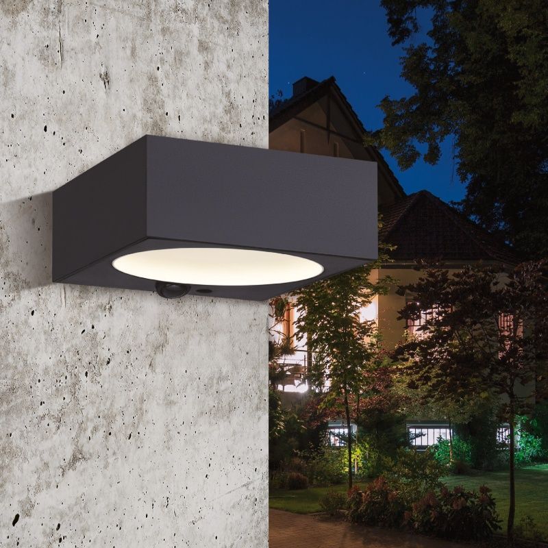 Black solar outdoor wall light plastic, Daud, 6,5W, 4000K LED, IP54
