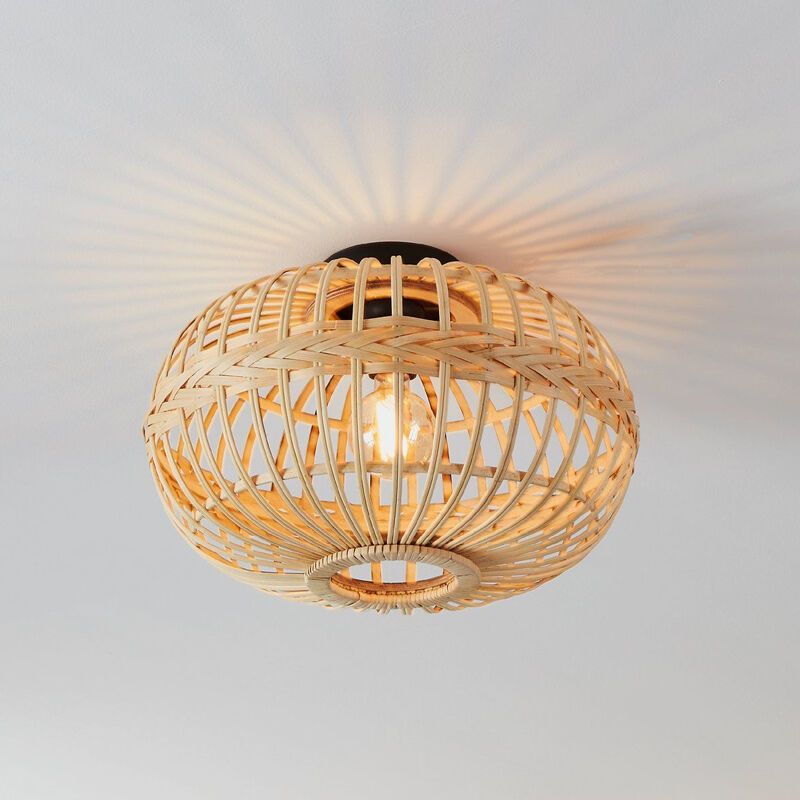 Brown rustic flush ceiling light wood, Firenze