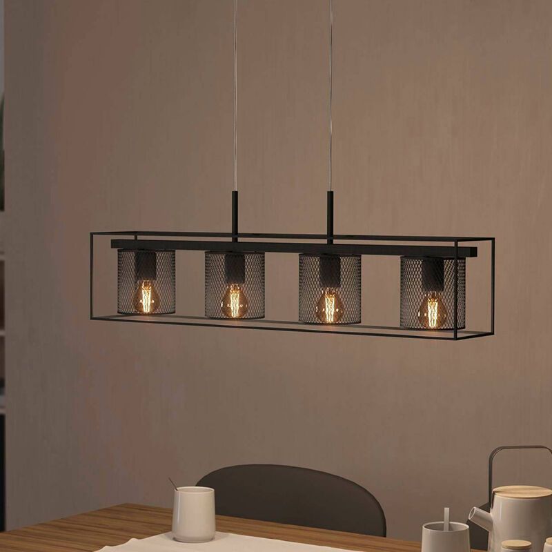 Black industrial pendant light aluminium, Thiemo