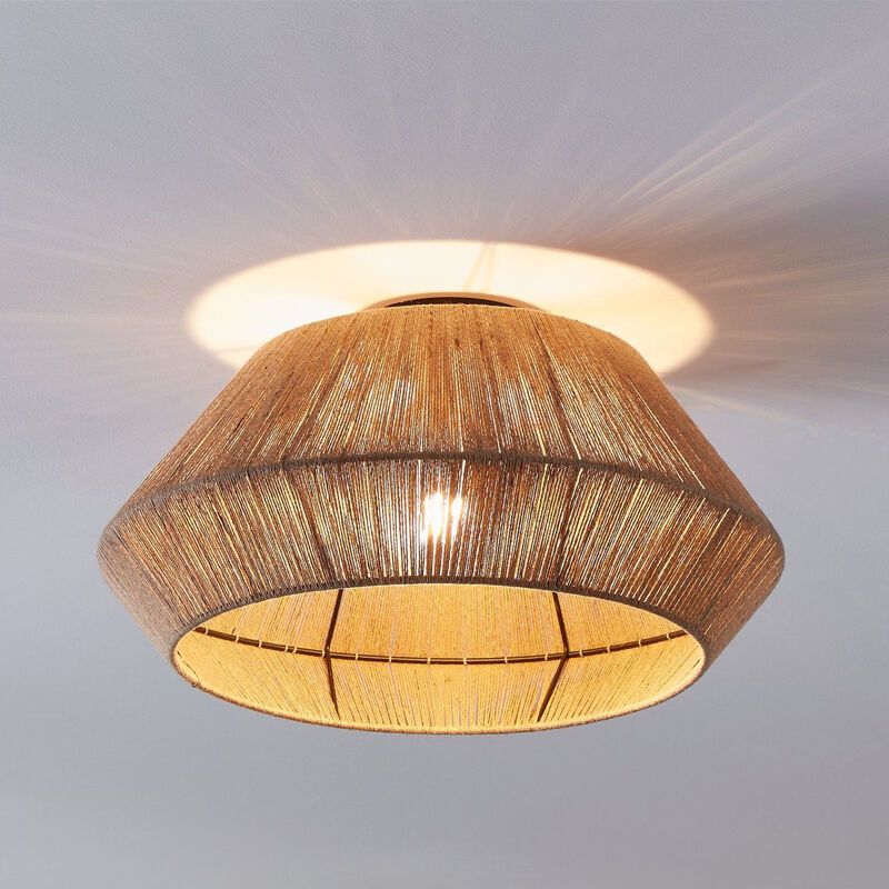 Rattan flush ceiling light brown, Wilbert