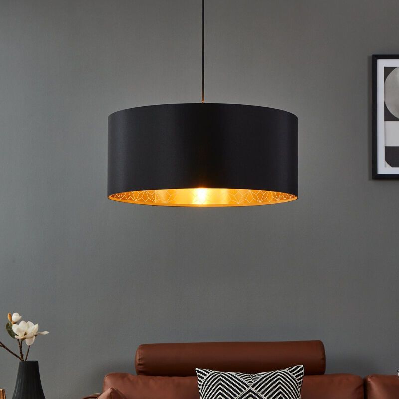Black modern pendant light fabric, Kelsey