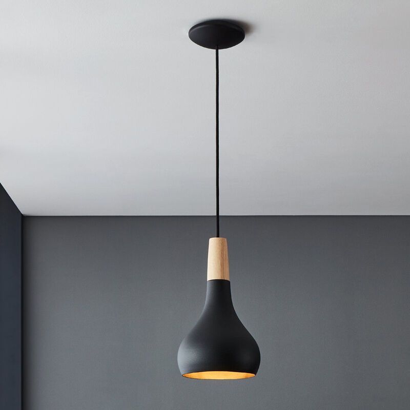 Black pendant light aluminium, Tjebbe