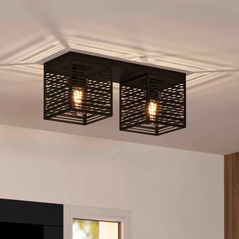 Black industrial ceiling light aluminium, Lennaert