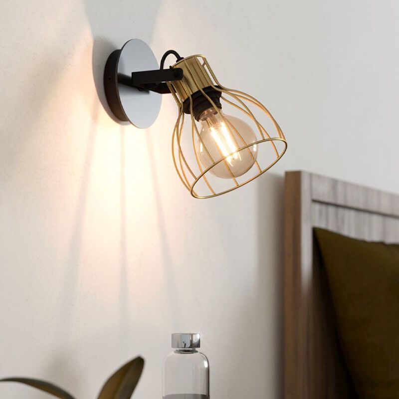 Golden industrial wall spotlight aluminium, Tjarda