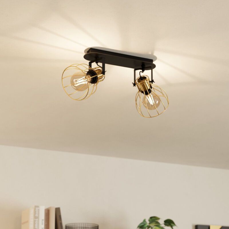 Golden industrial ceiling spotlight aluminium, Tjarda