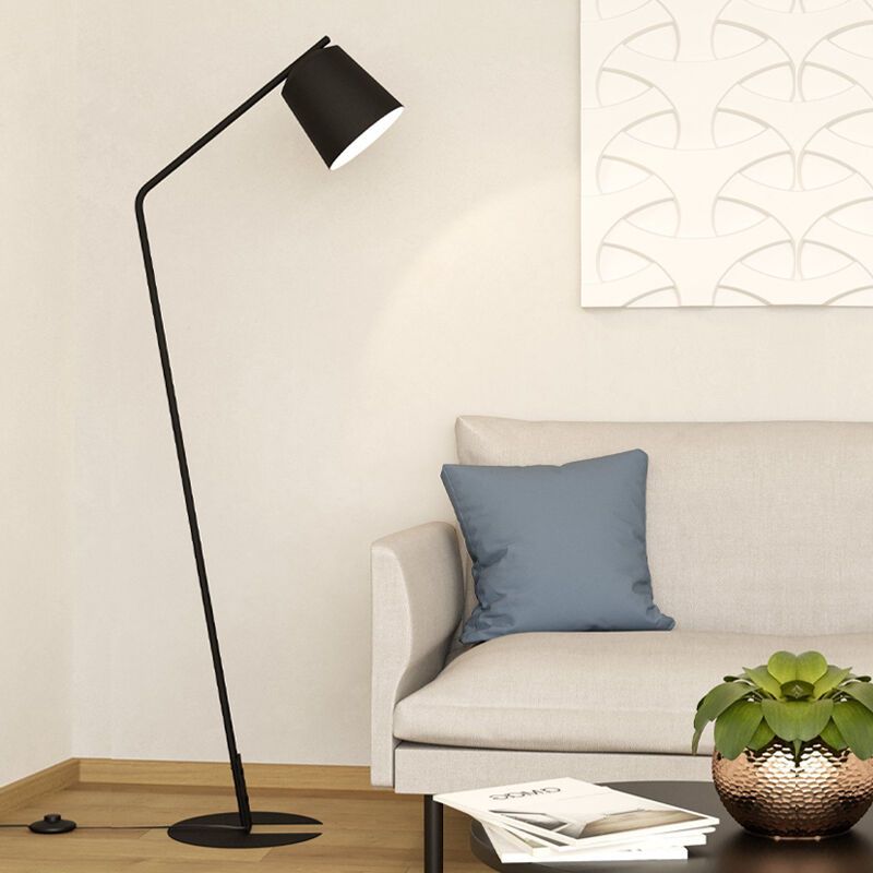 Black industrial floor lamp aluminium, Jasmyn, with switch