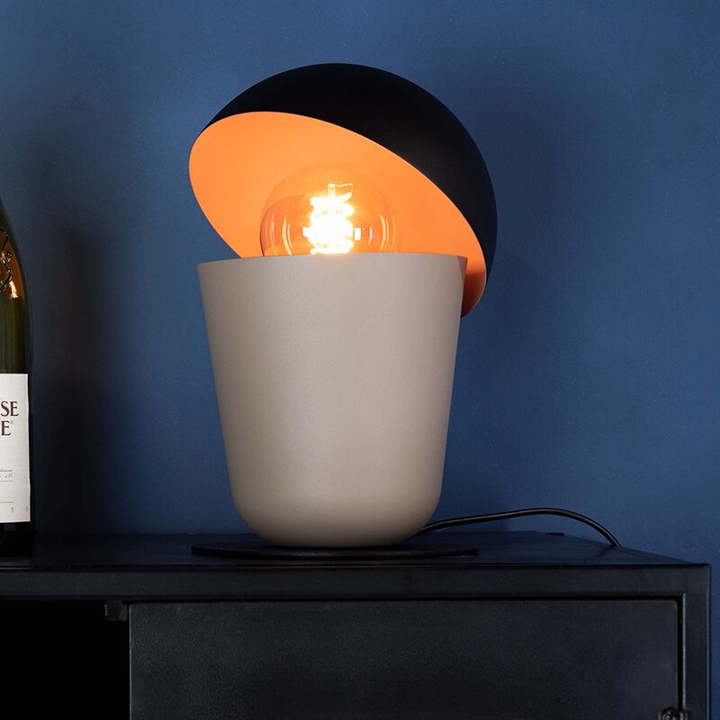 Taupe industrial table lamp aluminium, Werner, with switch