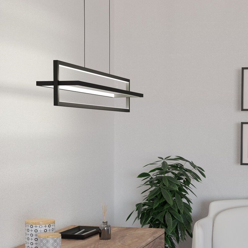 Black modern pendant light aluminium, Lianne, 34W, warm to cold white adjustable LED, 3-step dimmable