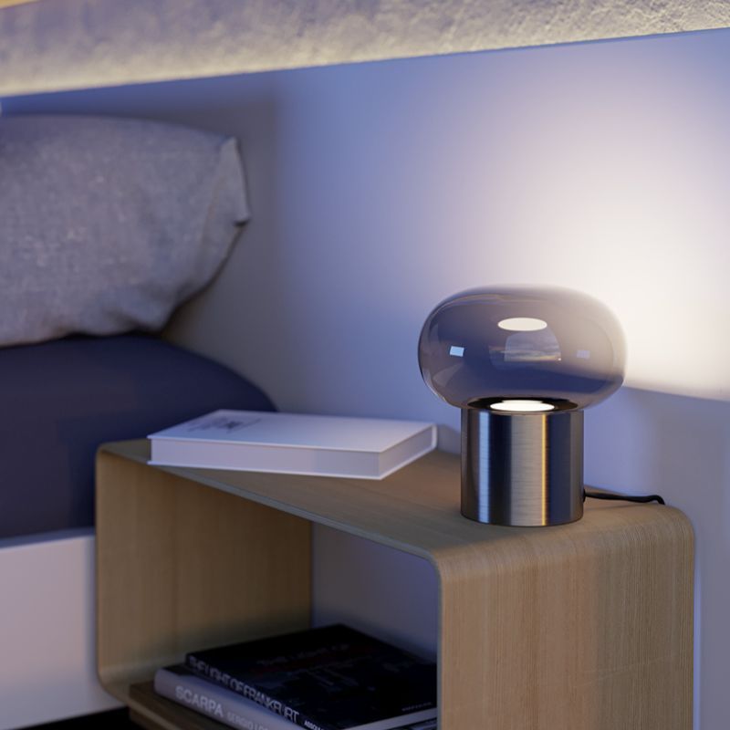 Nickel modern table lamp glass, Bravino, with touch dimmer Nickel modern table lamp glass, Bravino, with touch dimmer
