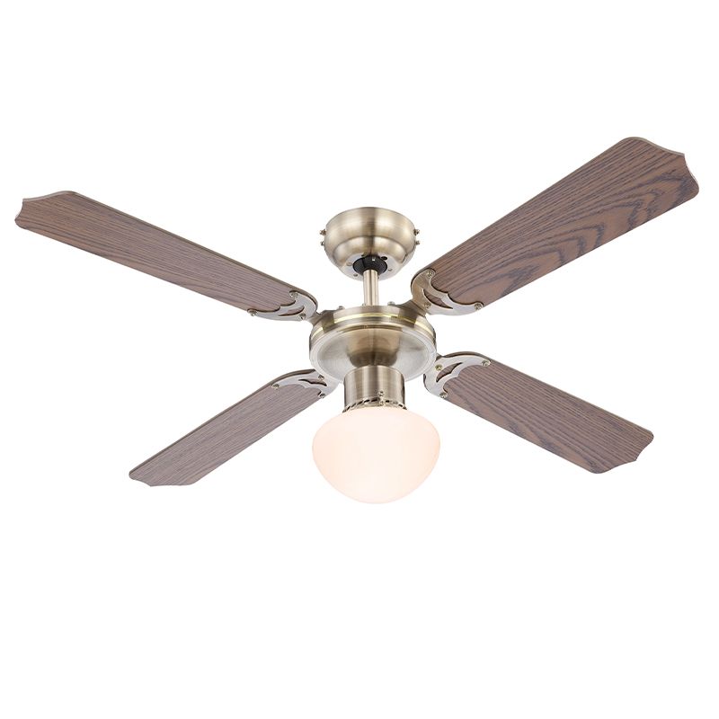 Brown classic ceiling fan stainless steel, Henza, with pull switch