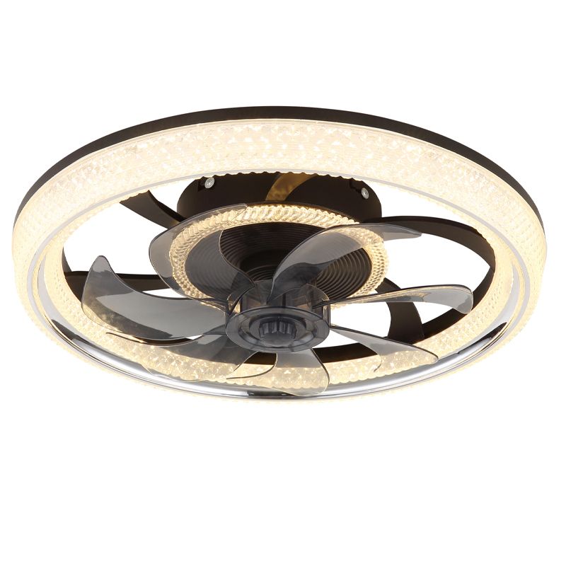 Black design ceiling fan acrylic, Kaleb, 30W, warm to cold white adjustable LED, with remote control