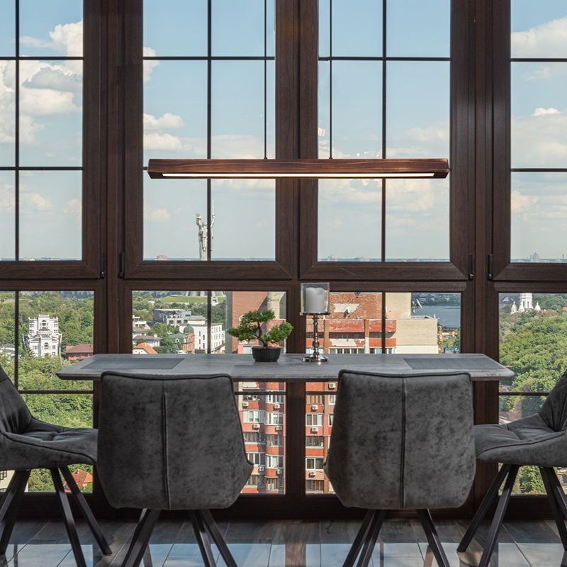 Brown modern pendant light wood, Timber, 28W, 3000K LED