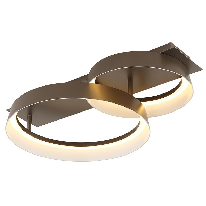 Brown design flush ceiling light metal, Sybrich, 24W, 3000K LED