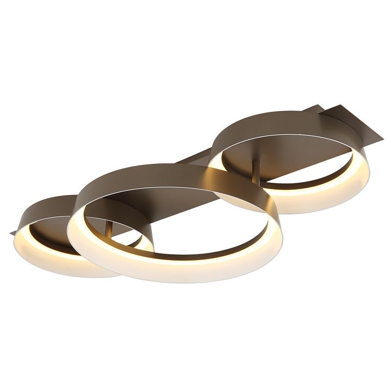 Brown design flush ceiling light metal, Sybrich, 40W, 3000K LED