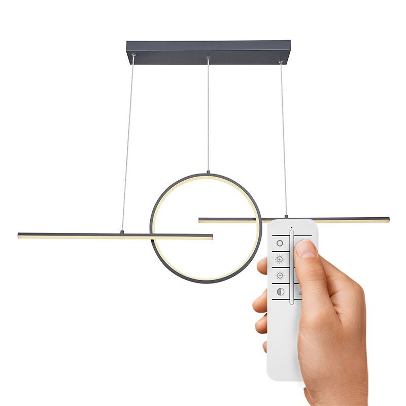 Anthracite design pendant light metal, Wieger, 50W, warm to cold white adjustable LED, with remote control