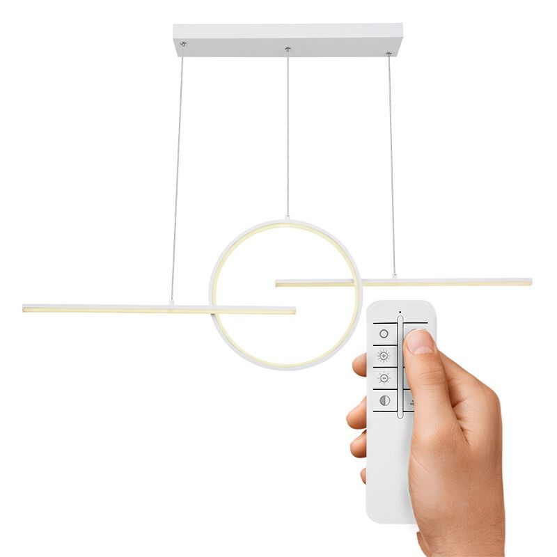 White design pendant light metal, Wieger, 50W, warm to cold white adjustable LED, with remote control