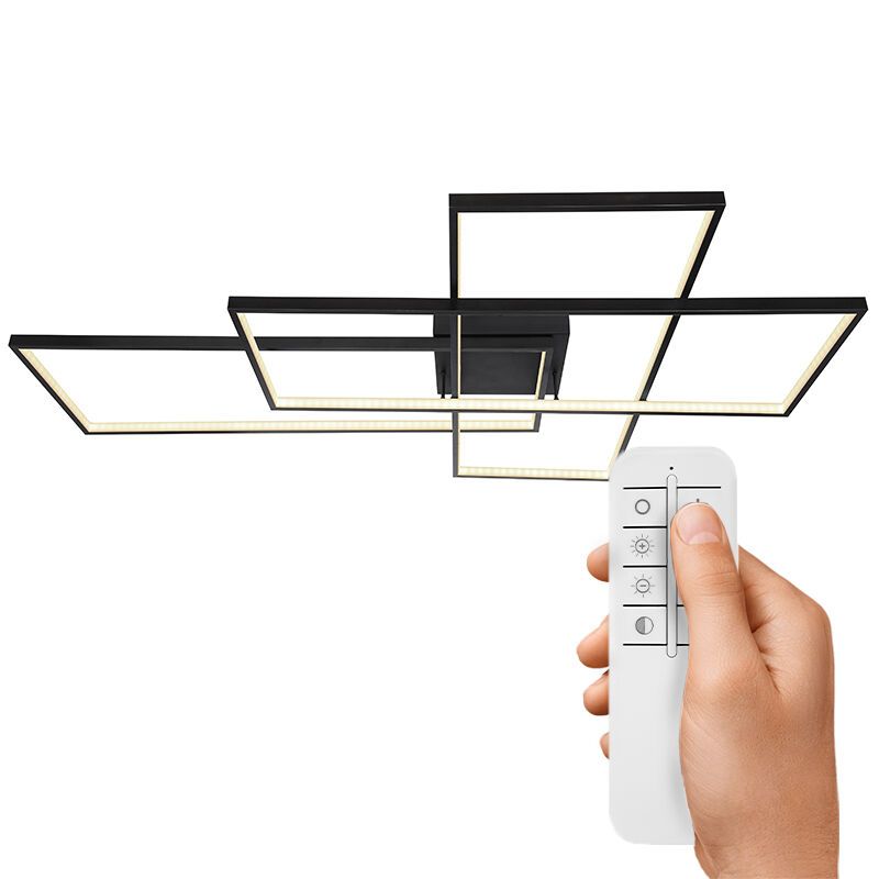 Black modern flush ceiling light plastic, Terri, 100W, warm to cold white adjustable LED, with remote control Black modern flush ceiling light plastic, Terri, 100W, warm to cold white adjustable LED, with remote control