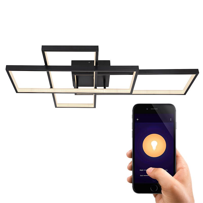 Black modern smart ceiling light plastic, Terri, 40W, warm to cold white adjustable LED