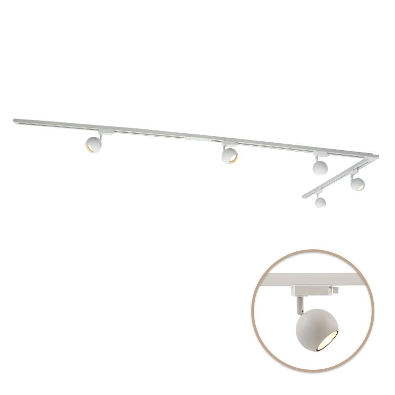 3M white 1 phase track lighting system with a corner + 5 Alco track spots 3M white 1 phase track lighting system with a corner + 5 Alco track spots