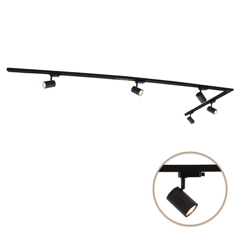 3M black 1 phase track lighting system with a corner + 5 Elena track spots