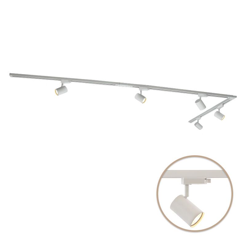 3M white 1 phase track lighting system with a corner + 5 Elena track spots