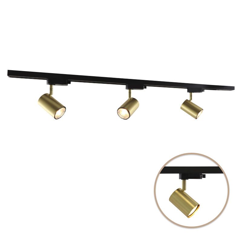 1M brass 1 phase track lighting system + 3 Elena track spots 1M brass 1 phase track lighting system + 3 Elena track spots