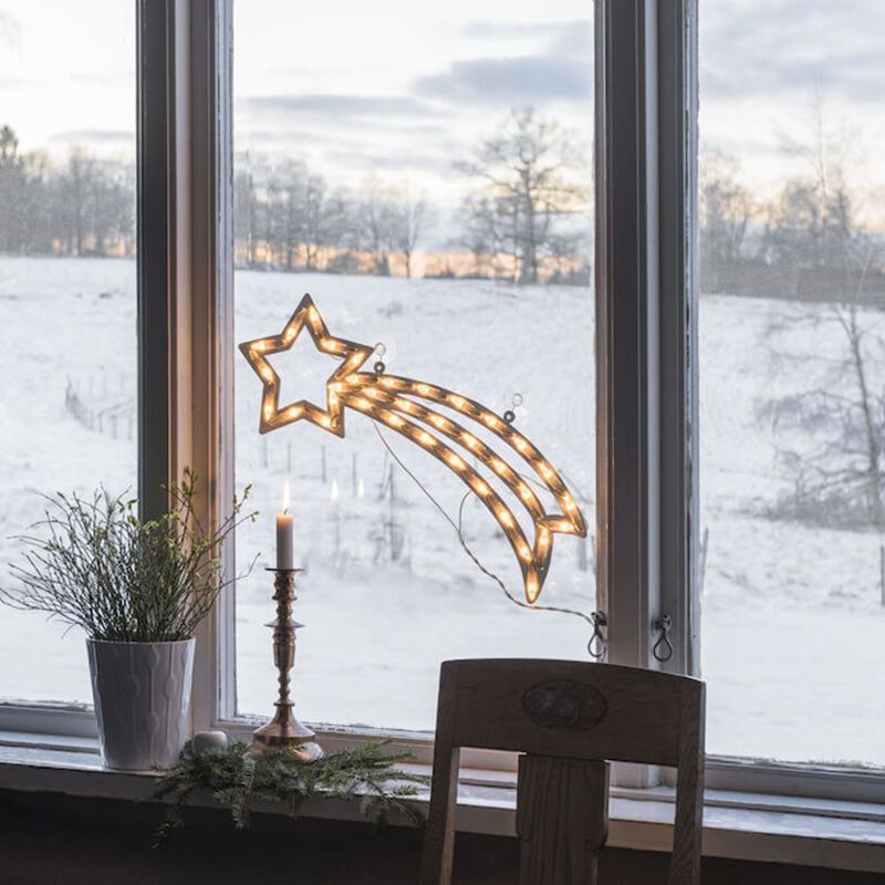 LED Christmas silhouette star, double-sided illuminated with 35 LEDs