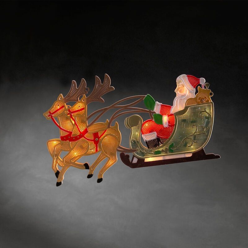 Santa with Reindeer and sleigh window silhouette Santa with Reindeer and sleigh window silhouette