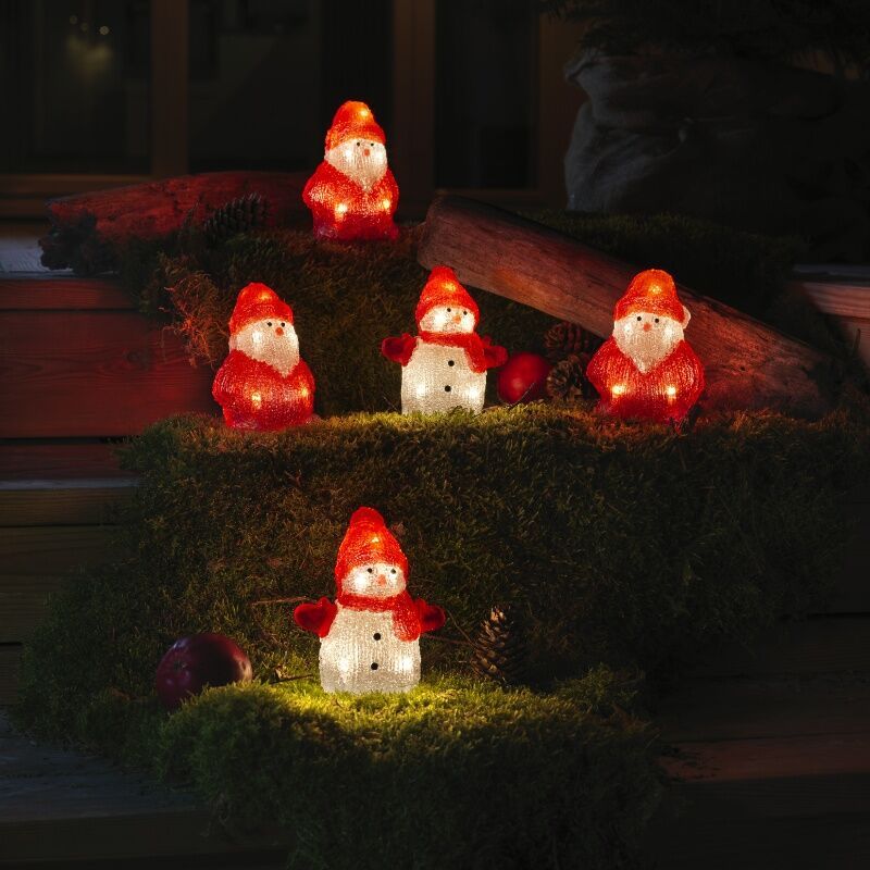 3 LED Santa Clauses and 2 LED snowmen, for indoors and outdoors