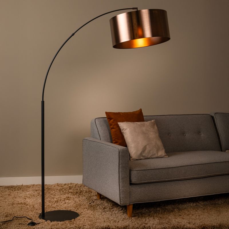 Rust Coloured arc floor lamp modern, Rankos, with switch