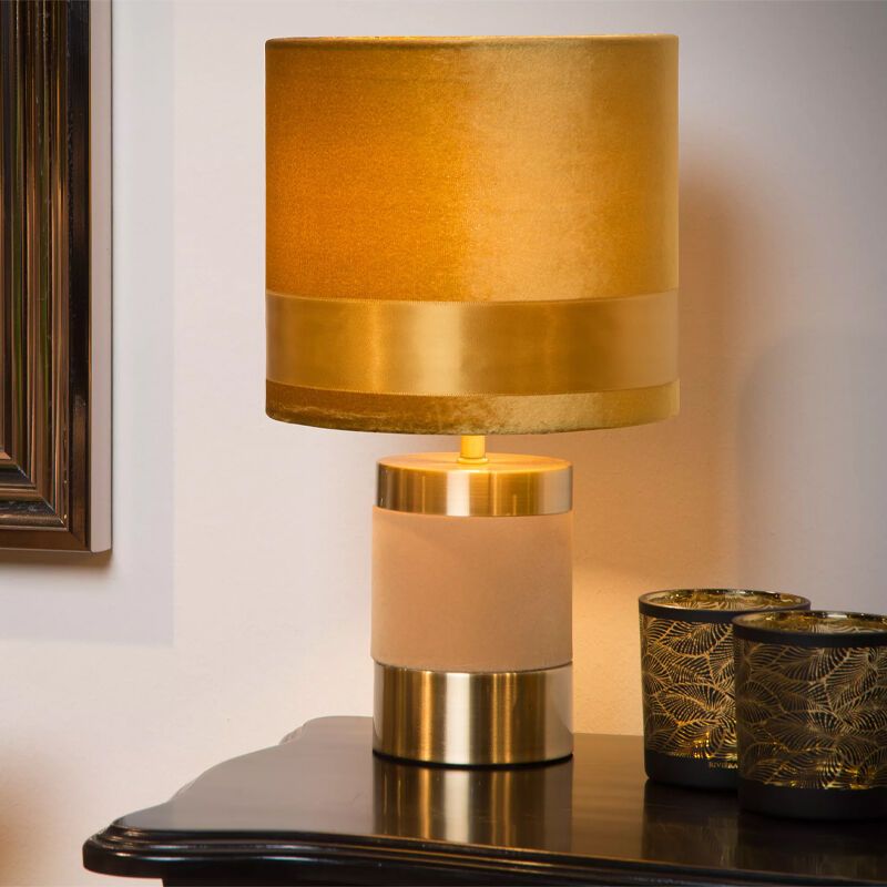 Yellow table lamp retro, Extravaganza Frizzle, with switch Yellow table lamp retro, Extravaganza Frizzle, with switch