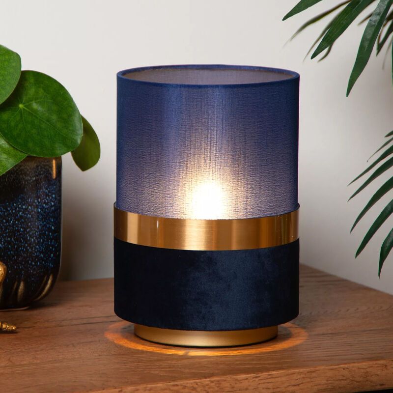Blue table lamp retro, Tusse, with switch