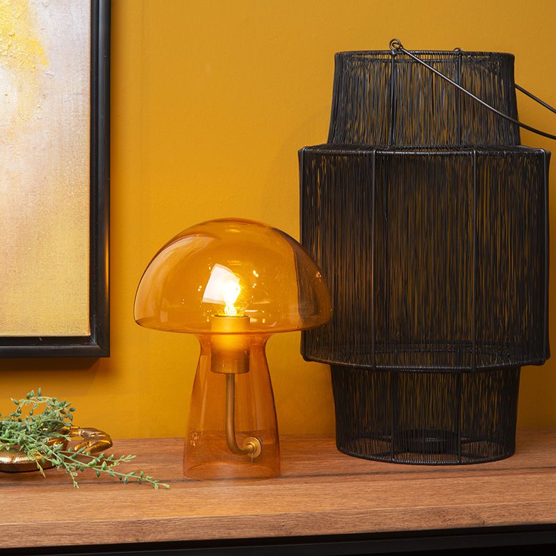 Orange table lamp modern, Fungo, with switch