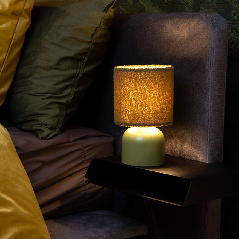 Green table lamp vintage, Woolly, with switch