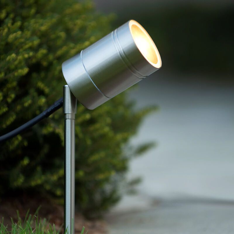 Chrome garden spike light modern, Arne, IP44 Chrome garden spike light modern, Arne, IP44