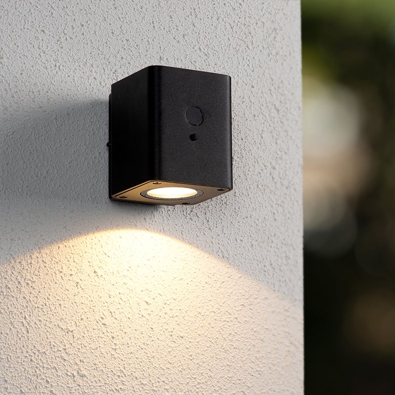 Black solar outdoor wall light modern, Ramin, 1W, 2850K LED, IP54
