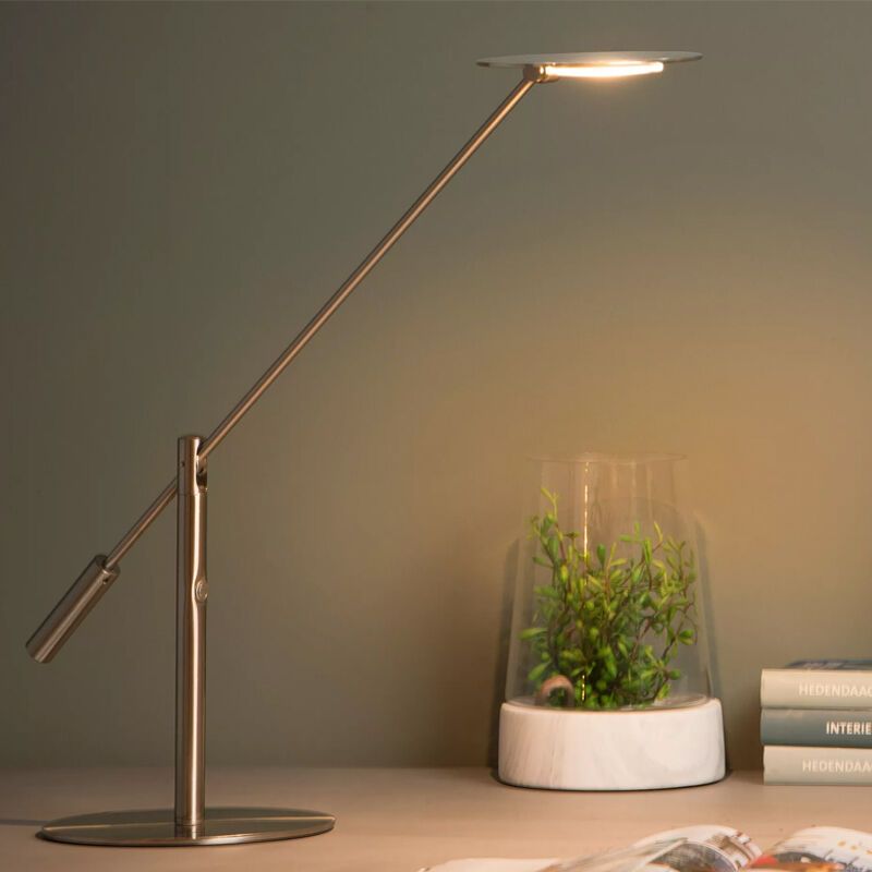 Chrome desk lamp modern, Anselmo, 9W, 3000K LED, with touch dimmer