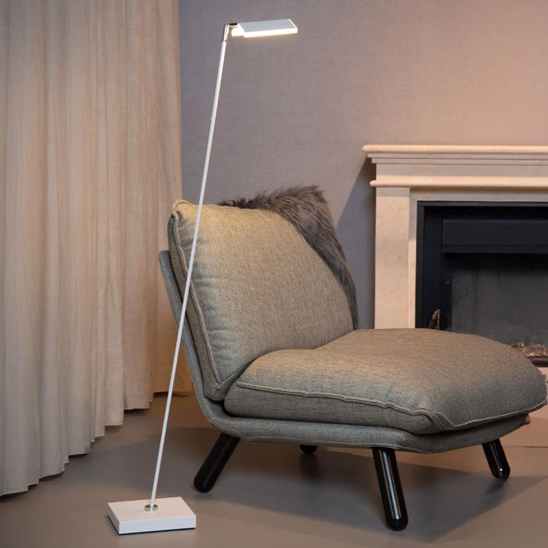 White reading floor lamp modern, Aaron, 12W, 2700K LED, with touch dimmer