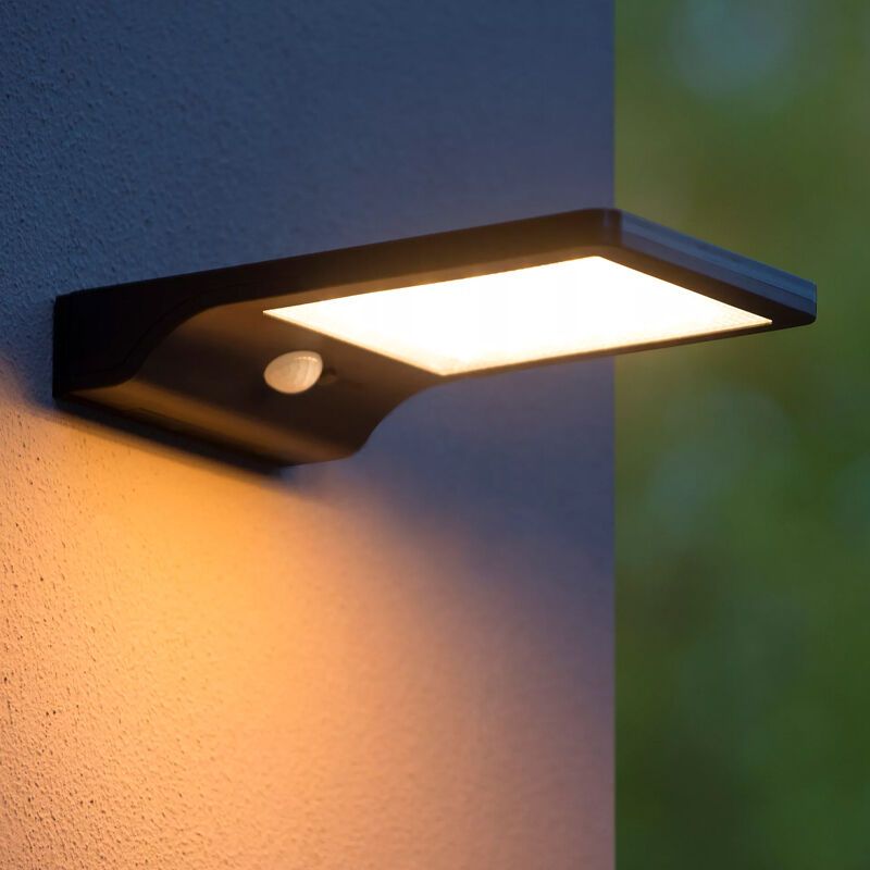 Black outdoor wall light with motion sensor modern, Basic, 3W, 2700K LED, IP44