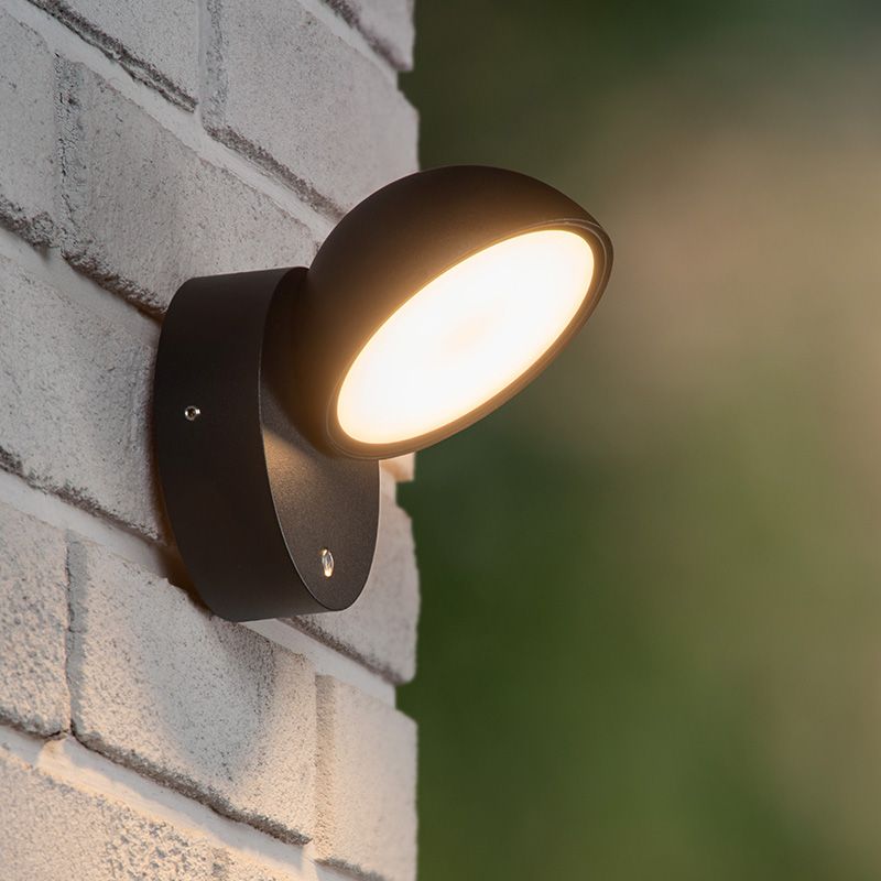 Black outdoor wall light with dusk to dawn sensor modern, Finn, 12W, 3000K LED, IP54 Black outdoor wall light with dusk to dawn sensor modern, Finn, 12W, 3000K LED, IP54