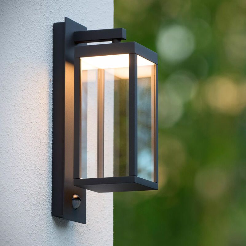 Anthracite outdoor wall light with motion sensor modern, Clairette, 15W, 3000K LED, IP54