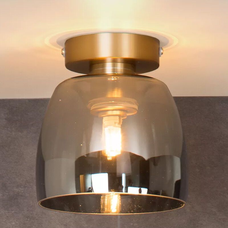 Golden flush ceiling light retro, Tyler, IP44 Golden flush ceiling light retro, Tyler, IP44