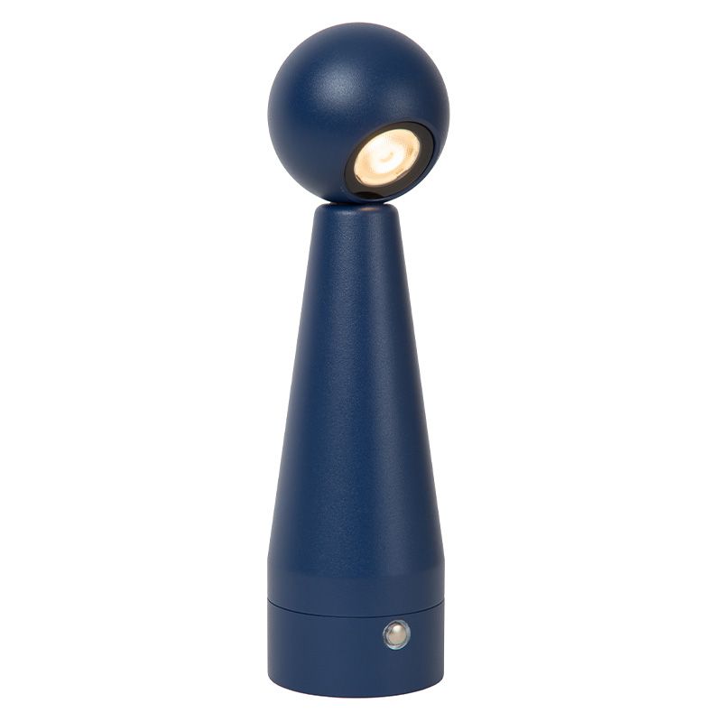 Blue rechargeable table lamp modern, Ipsos, 3W, dim to warm LED, with touch dimmer