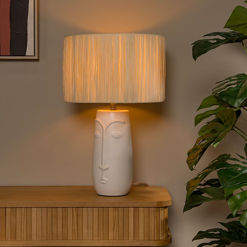 Ceramic table lamp white, Viso, with switch